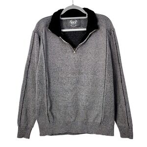 BKE Buckle Athletic Fit Ribbed Knit Pullover 1/4 Zip Sweater Mens XL Gray Marled